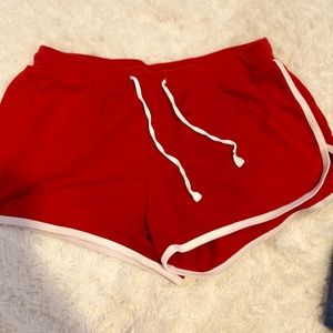red lounge shorts